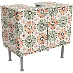 WASCHBECKENUNTERSCHRANK Marokkanische Fliesen Grün und Apricot 60/55/35 cm