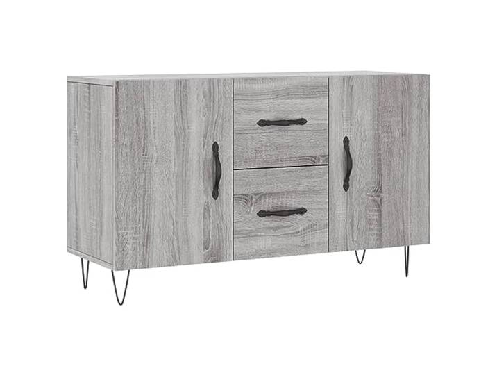 Makastle Sideboard Grau Sonoma 100x36x60 cm aus Holzwerkstoff mit Metallbeinen für Wohnzimmer