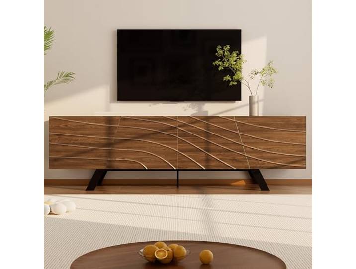 BTM Moderner TV-Schrank Lowboard Stehend mit Stauraum, Kabelmanagement & Ablage, TV-Möbel für Wohnzimmer, Flur