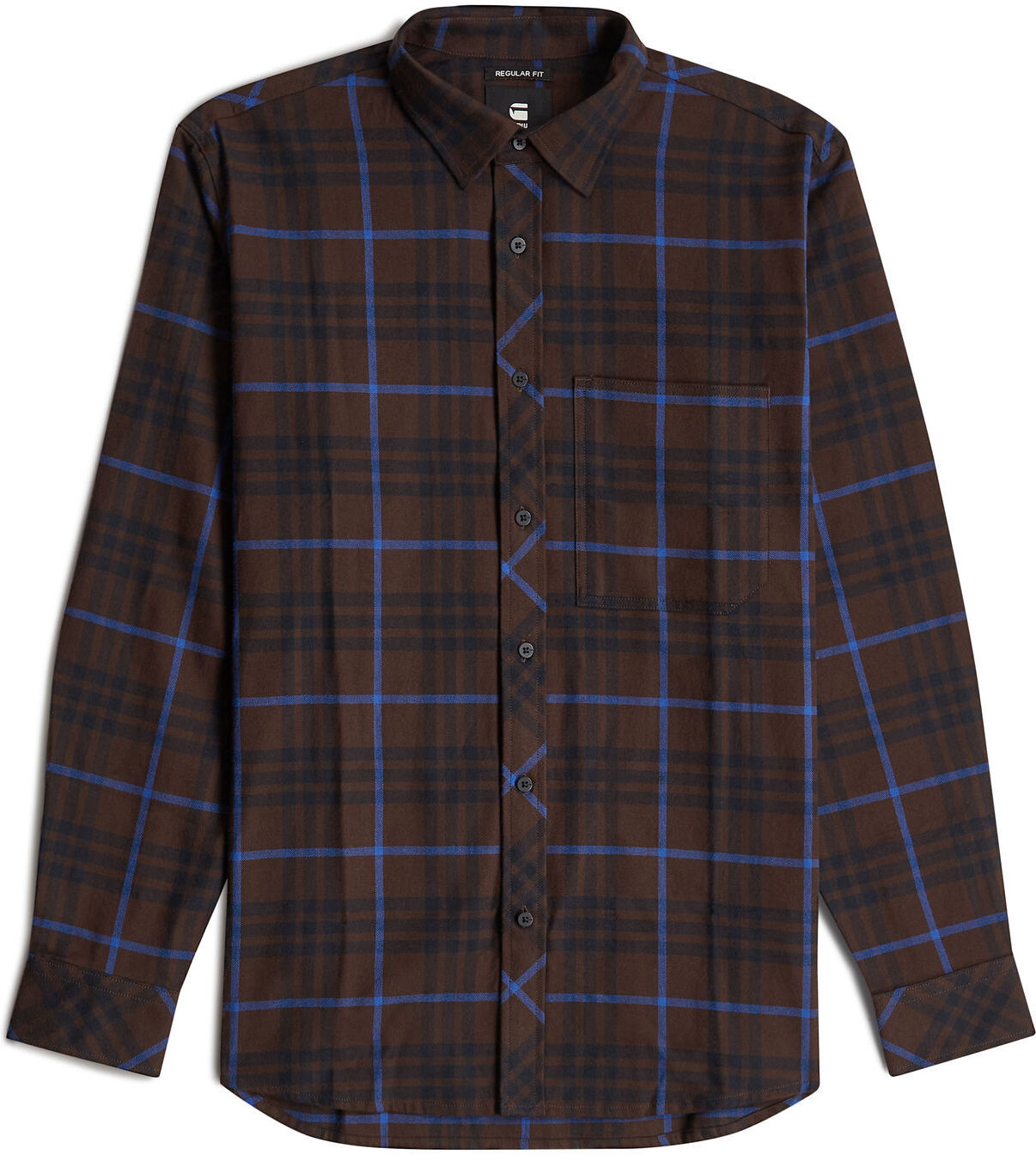 Langarmshirt G-STAR "One Pocket Regular Hemd", Herren, Gr. S, ganache varsity check, Obermaterial: 70% Baumwolle, 30% Baumwolle, Shirts Langarmshirt