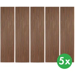 Akustikpaneel aus Holz, 2400 x 600 mm, B2BP010, 5 Stk, goldenes Teakholz