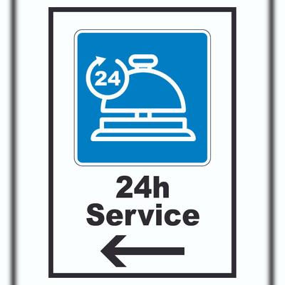 HB-Druck 24H Service Schild mit Pfeil links A4 (210x297mm)