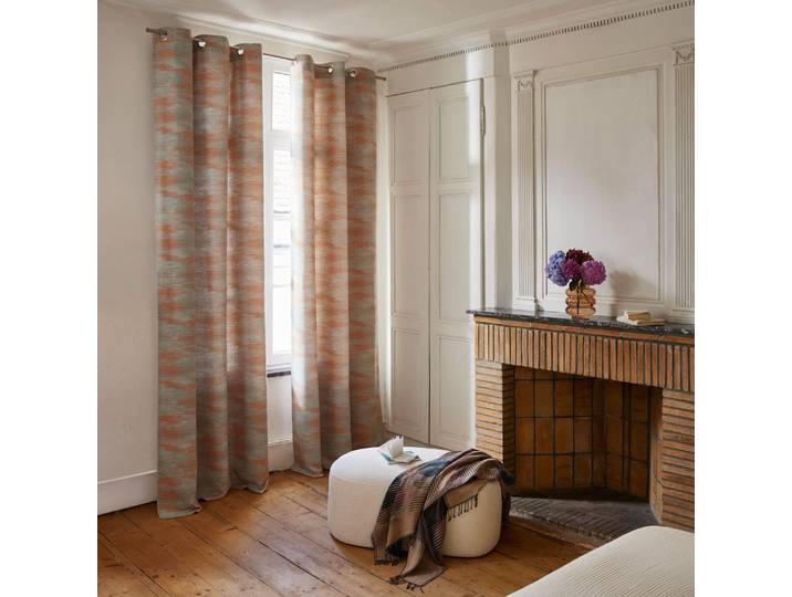 Rideau à oeillets en jacquard duveteux multicolore