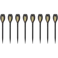 Solar Flammen Fackeln Gartenleuchte Solarlicht im Freien Solarfackeln für Außen Flamme Solarleuchten Fackel für Außen, Feuereffekt, 12x LED, DxH 7,5x51 cm, 8er Set