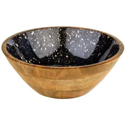 Servierschale MANGO aus Mangoholz Schwarz/Gold 3 Liter