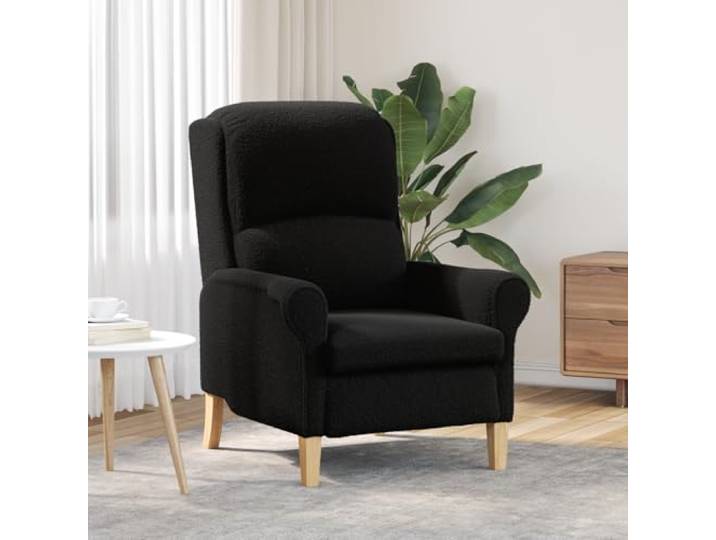 HEFZGDB Ergonomischer Sessel Schwarz Stoff mit Holzbeinen, Moderner Wohnzimmer Sessel für Entspannung und Gute Haltung, Bequeme Sitzgelegenheit mit Strukturiertem Polyesterbezug