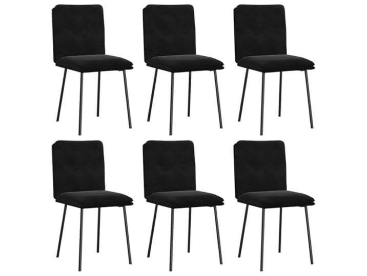 NLQMSU Essstühle, 6 Stück, Schwarz, Samt Weicher Samt, Rahmen aus Metall und Holz, dicker Schaumstoff, Esszimmer, Wohnzimmer, Gästezimmer