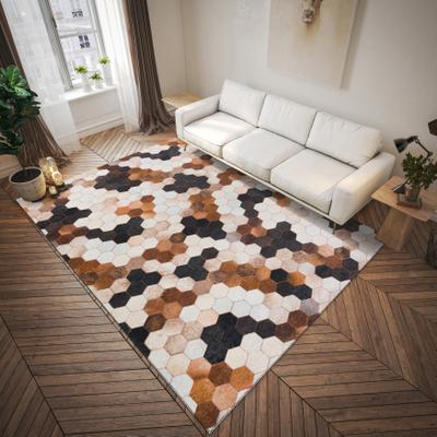 Addison Rugs Indoor/ Outdoor Laredo Micro Hexegon Faux Hide Patchwork Washable Area Rug