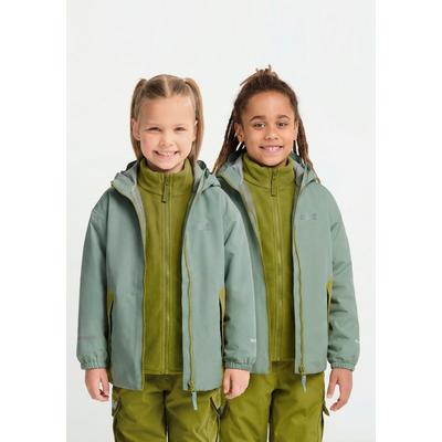 3-in-1-Funktionsjacke JACK WOLFSKIN "ICELAND 3IN1 JKT K", Jungen, Gr. 116, grün (grün zinnia), Obermaterial: 100% Polyester. Futter: 100% Polyester. Innenfutter: 100% Polyester. Innenjacke: 100% Polyester, Jacken, Langarm-Design, aus Polyester, in...