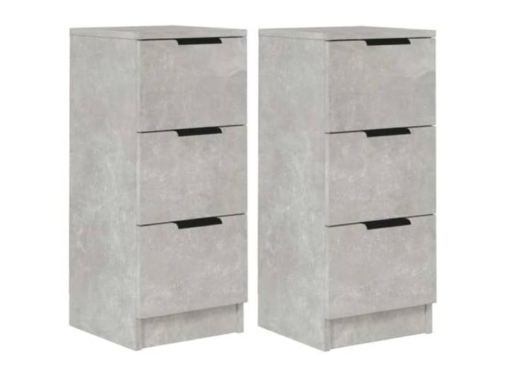 Kaorsrow Sideboard 2er Set Betongrau 30x30x70 cm Holzwerkstoff Kommode Kompakter Beistellschrank mit 3 Schubladen für Schlafzimmer und Flur, stabile Oberplatte für Dekoration.
