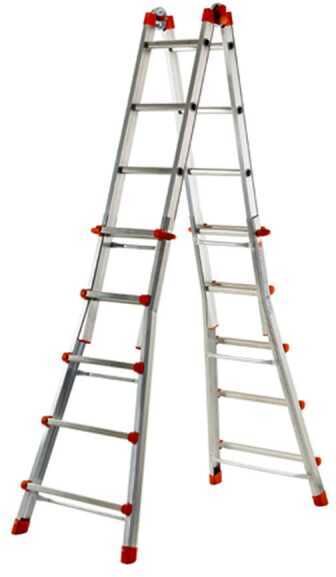 Gierre Peppina AL004, 2x10 gradini, 4.85 m - Scala in alluminio telescopica - Altezza stimata operativa 5.85 m