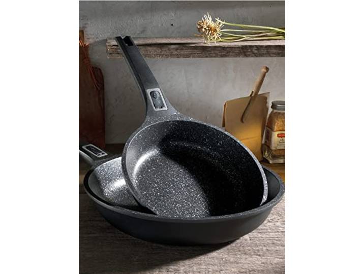 GSW Easy Click 167765 Lot de 2 poêles en aluminium avec poignée amovible Noir Diamètre 20 cm et diamètre 28 cm