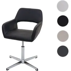 Einzelst�ck | Esszimmerstuhl HWC-A50 IV, Stuhl Küchenstuhl, Retro höhenverstellbar Drehmechanismus ~ Kunstleder schwarz, Chromfuß