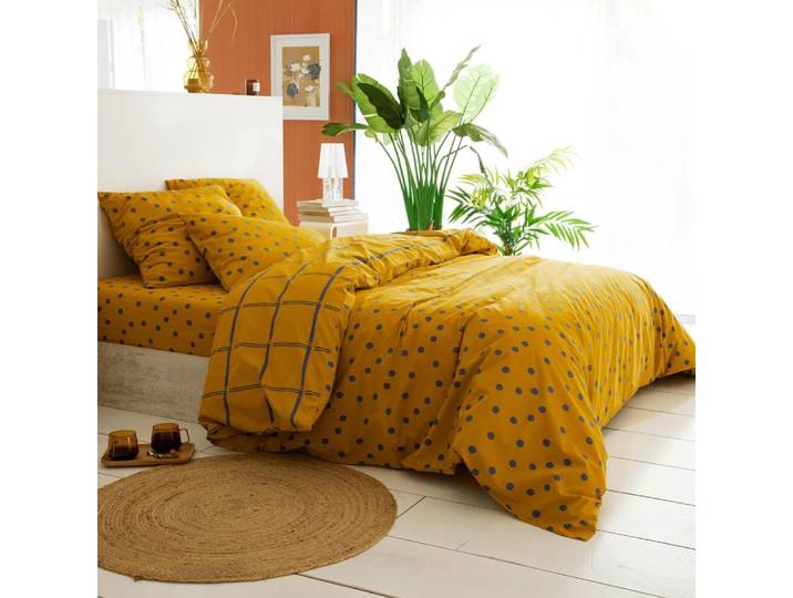 Housse de couette en coton jaune 200x200cm