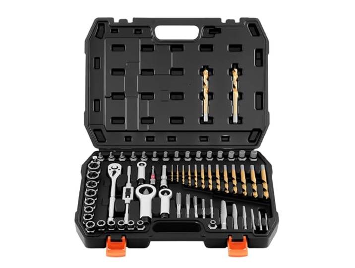 VEVOR Kit Extracteur de Vis Cassée 63PCs\, Outils d'Extraction de Vis Abîmée avec Coffret\, pour Écrous Arrondis Réparation Domicile Atelier\, avec Casse-écrous\, Tarauds\, Forets\, Clés et Adaptateurs