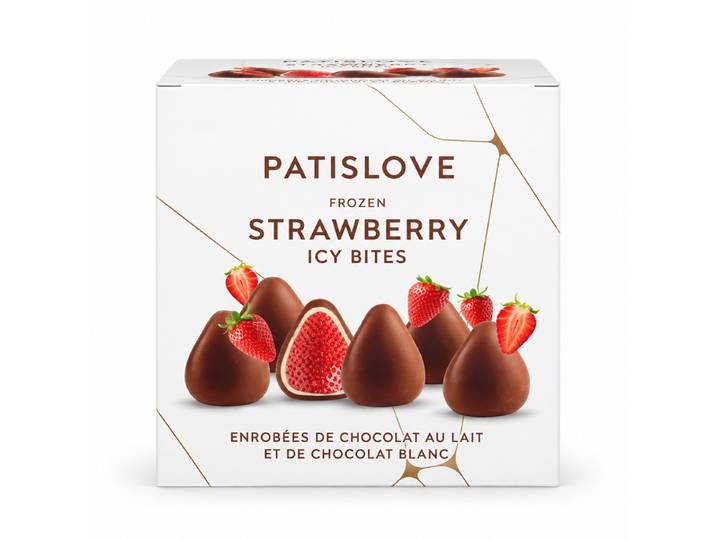 PATISLOVE Bouchées glacées à la fraise Enrobées de chocolat au lait et blanc 130 g