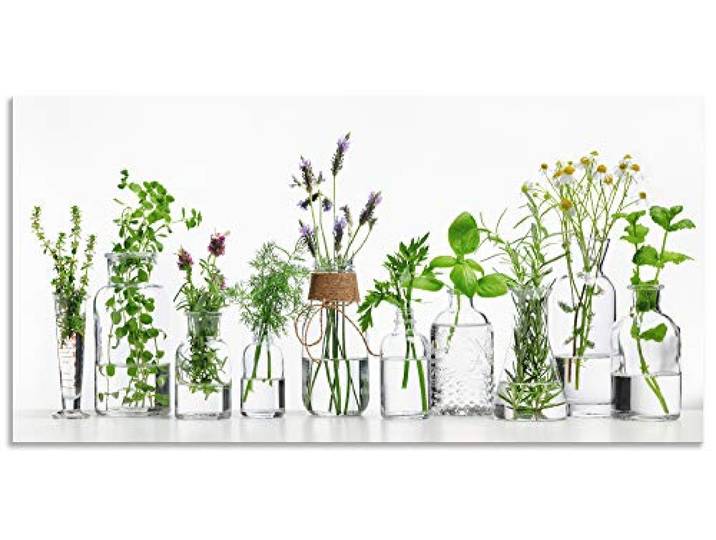 ARTland Wanddeko Wandbild Alu Verbundplatte für Innen & Outdoor Bild Querformat Modern Küchenbilder Pflanzen Kräuter Blumen Gewürze Grün H9KE