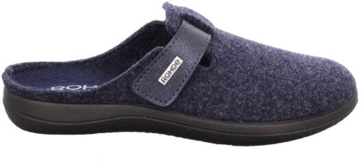 Pantoffel ROHDE "Bari", Damen, Gr. 37, Filz, blau (nachtblau), Schuhe Pantoffel, Hausschuh, Clog mit Klettverschluss-Riemchen nachtblau 37, Filz