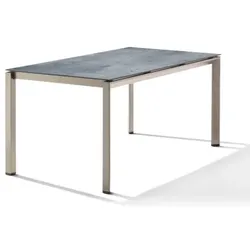 Sieger Gartentisch 160x90cm Polytec Zement graphit-Gestell Champagner