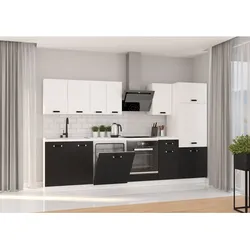 Küche Omega XL 300 cm Küchenzeile Küchenblock Einbauküche Schwarz + Weiß matt