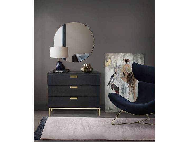 Kommode WOODMAN, schwarz, B:91cm H:75cm T:36cm, Sideboards, Kommode, Holzfurnier aus Walnussbaum, skandinavisches Design, FSC