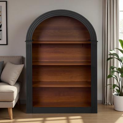 ZWYO HOSIMU "45.7""H 4-Shelf Arched Bookcase, Wood MDF Construction, Open Display Bookshelf with Large Storage Organizer for Bedroom, Library"