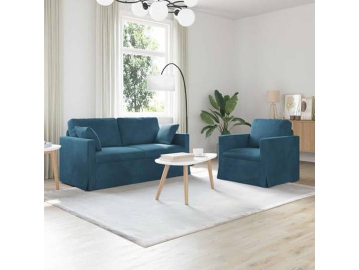 Modulares Sofa Set 2 Stk Blau Samt Mit Metallrahmen Und Schaumstoffkissen Samtbezug, schwarzer Metallrahmen, modulare Anordnung, pflegeleichte Oberfläche, Wohn-und Schlafzimmernutzung