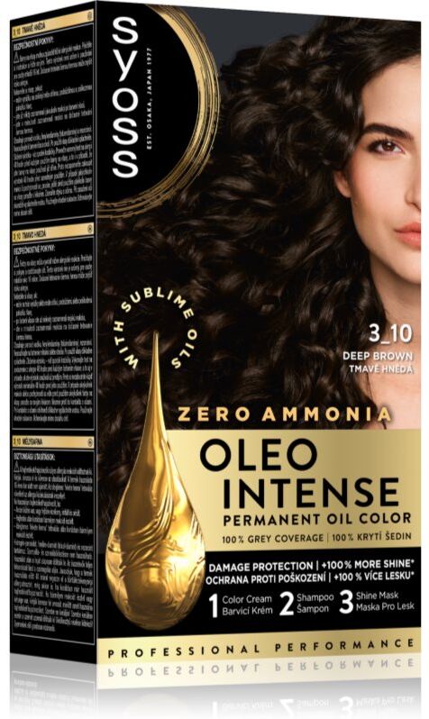 Syoss Oleo Intense Permanent hårfarve Med olie Skygge 3_10 Deep Brown 1 stk.