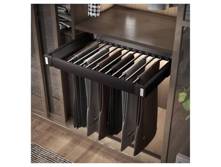 Verschiebbarer Hosenständer aus Aluminiumlegierung und ABS Mehrfarbiger 45–120 Zentimeter großer Schrank-Schiebeständer(Noir,60~85cm)