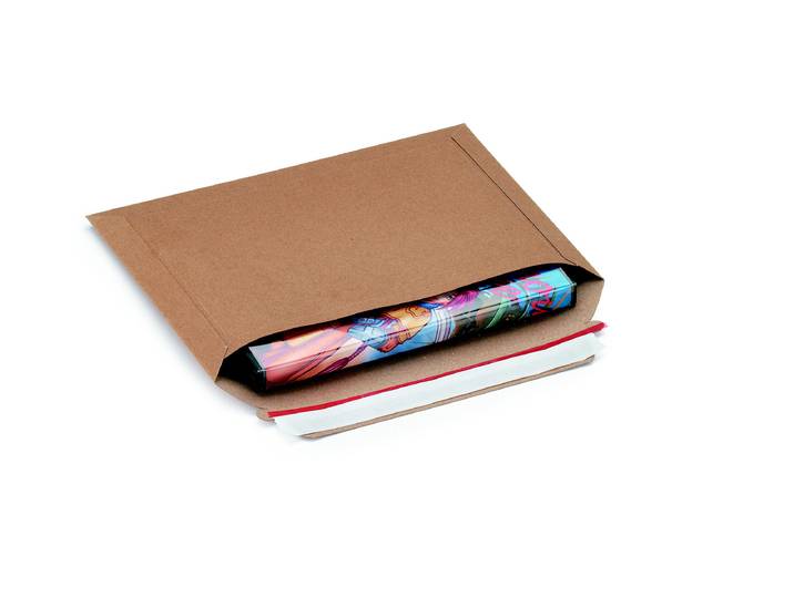 RAJA Pochette carton plat brun autocollante bande protectrice - 23,5 x 18 cm - Lot de 100