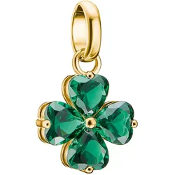 Thomas Sabo CC1326-M01-6 Charm-Anhänger Kleeblatt Goldfarben Grüne Steine