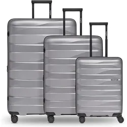 Bergpfeil Travel 4-Rollen Kofferset 3-tlg. mit Dehnfalte, Koffer, Silber