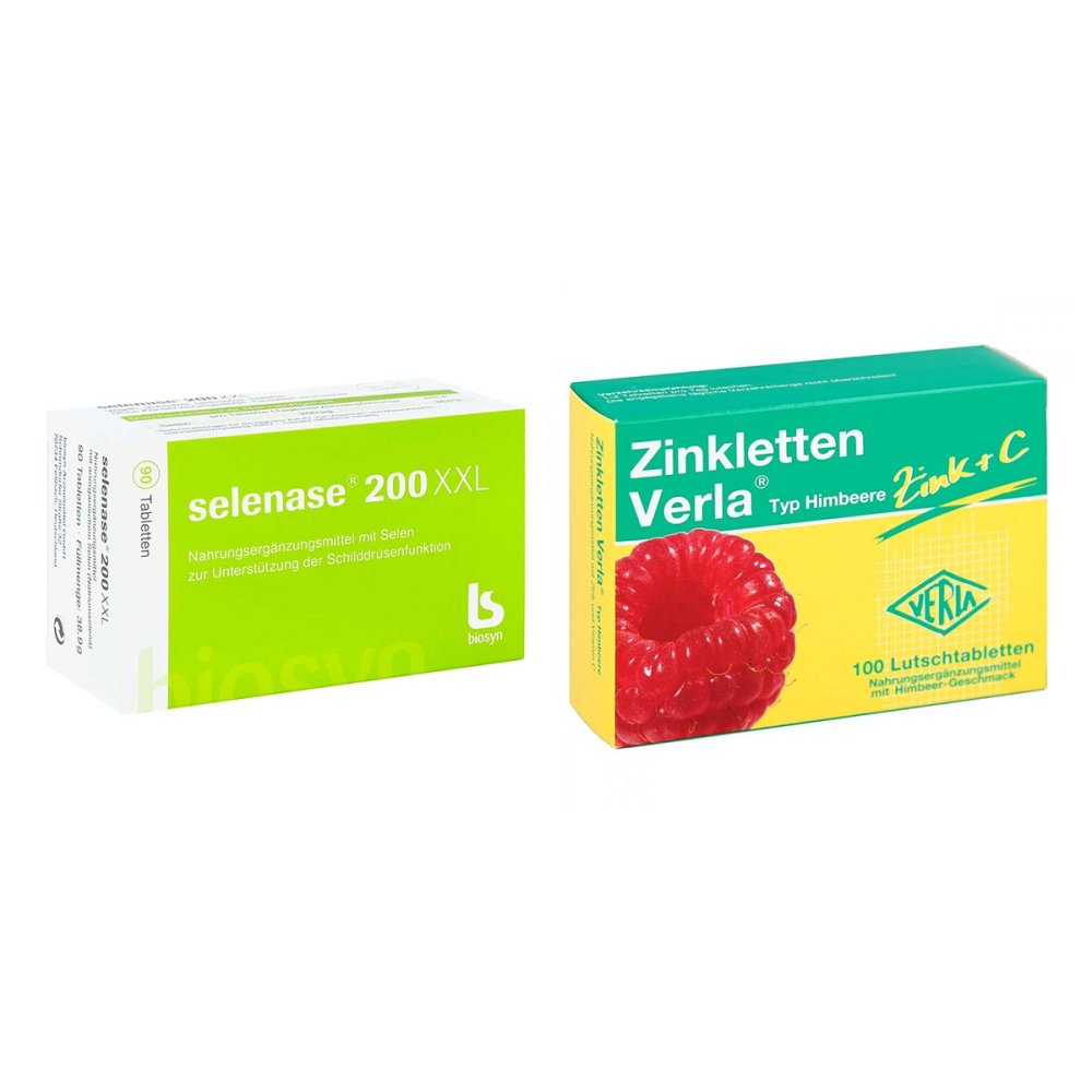 Selenase 200 XXL Tabletten +Zinkletten Verla Himbeer Lutschtabl. 08107537