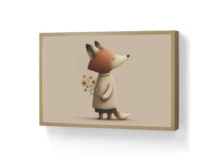 OnlyWow Nachttischlampe MIT Akku Fuchs - Gelbe Blumen - Minimalistisch 60x40 cm, Taupe, Rechteckig, LED integrated, 60x40x8 cm, Lampen & Leuchten, Innenbeleuchtung, Nachtlichter