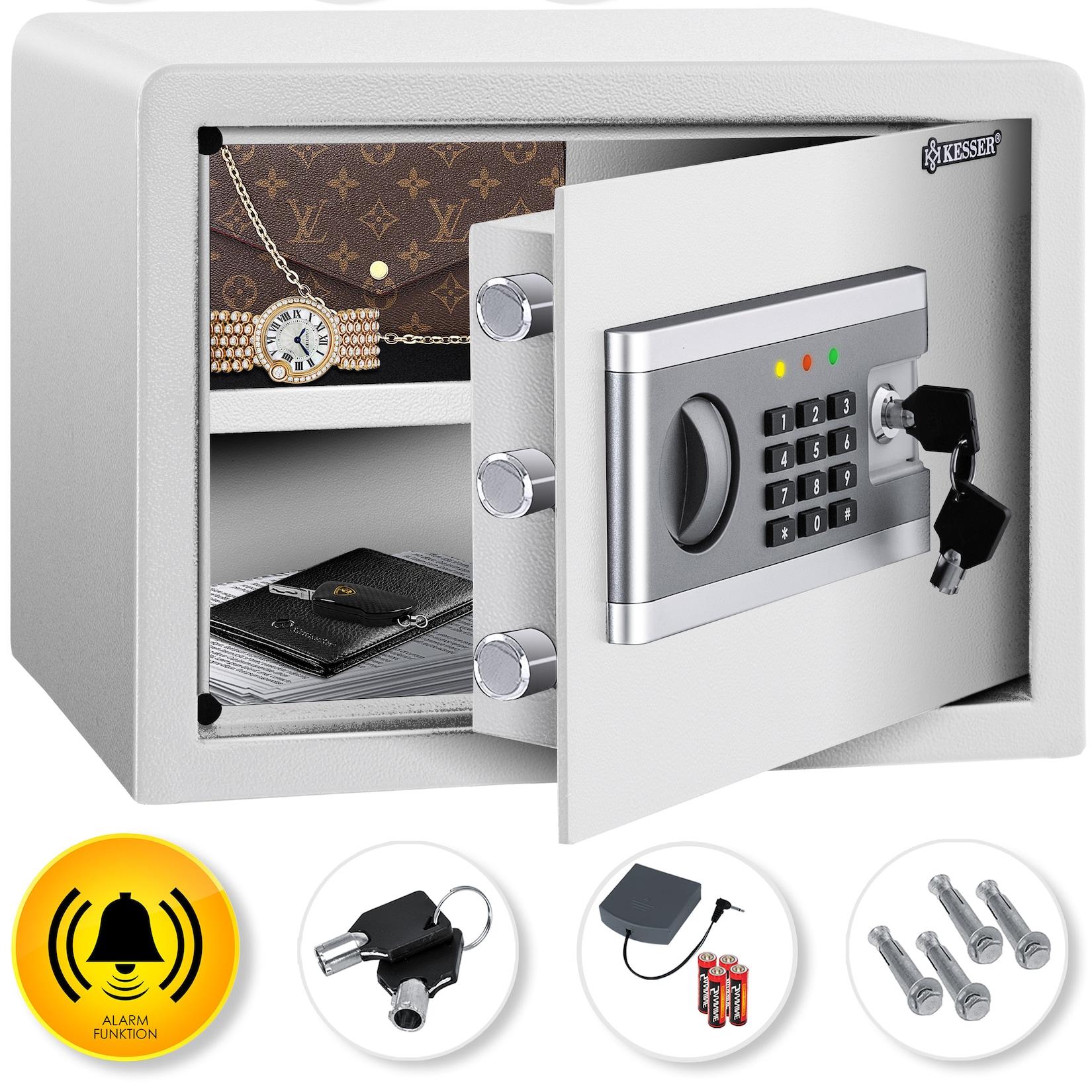 KESSER® Elektr. Tresor Inkl. Batteriebox Elektronischer Safe 3x Doppelbolzenverriegelung Boden Wandtresor Möbeltresor Innenbeleuchtung Panzerschrank Zahlenschloss