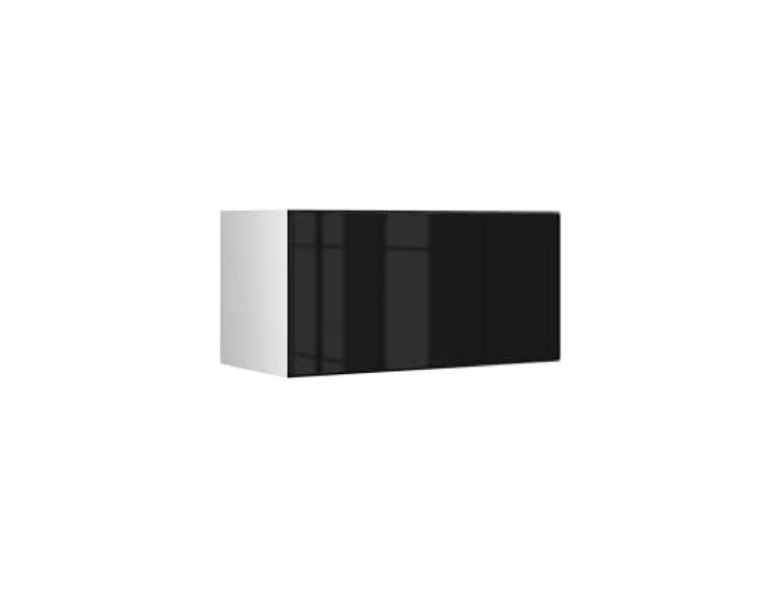 Schranksystem Modul+ in weiß offen oder geschlossen Aufbewahrung individuell montierbar als Regal oder Schrankset Lowboard oder Sideboard wandhängend (Schwarz Hochglanz, Schrank 76x 38 cm mit Klappe)