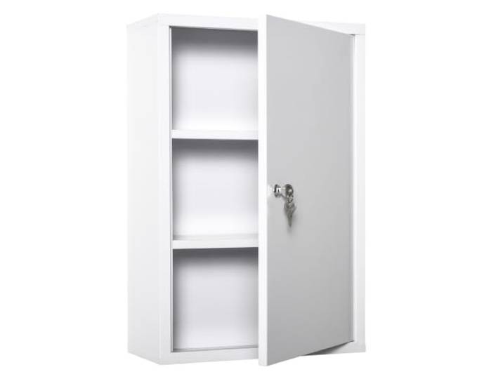 kleankin Medizinschrank Abschließbar Metall mit 3 Fächer 40x18x60cm Weiß