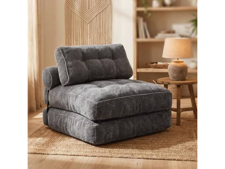 Fabulcozy 4-in-1 Schlafsofa 1-Sitzer, Klappbarer Sessel, Platzsparend und Kompakt Verpackt(Grau)