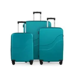 Suitline Wave – Koffer-Set 3-tlg., Hartschalen-Trolleys ABS, TSA, Packvolumen 214 L, Aquagrün