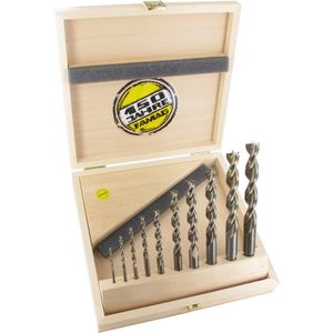 Famag Bohrer 1594.510, HSS-G-Spiralbohrer, 10-teiliges Set, 3-16 mm, Holzbohrer