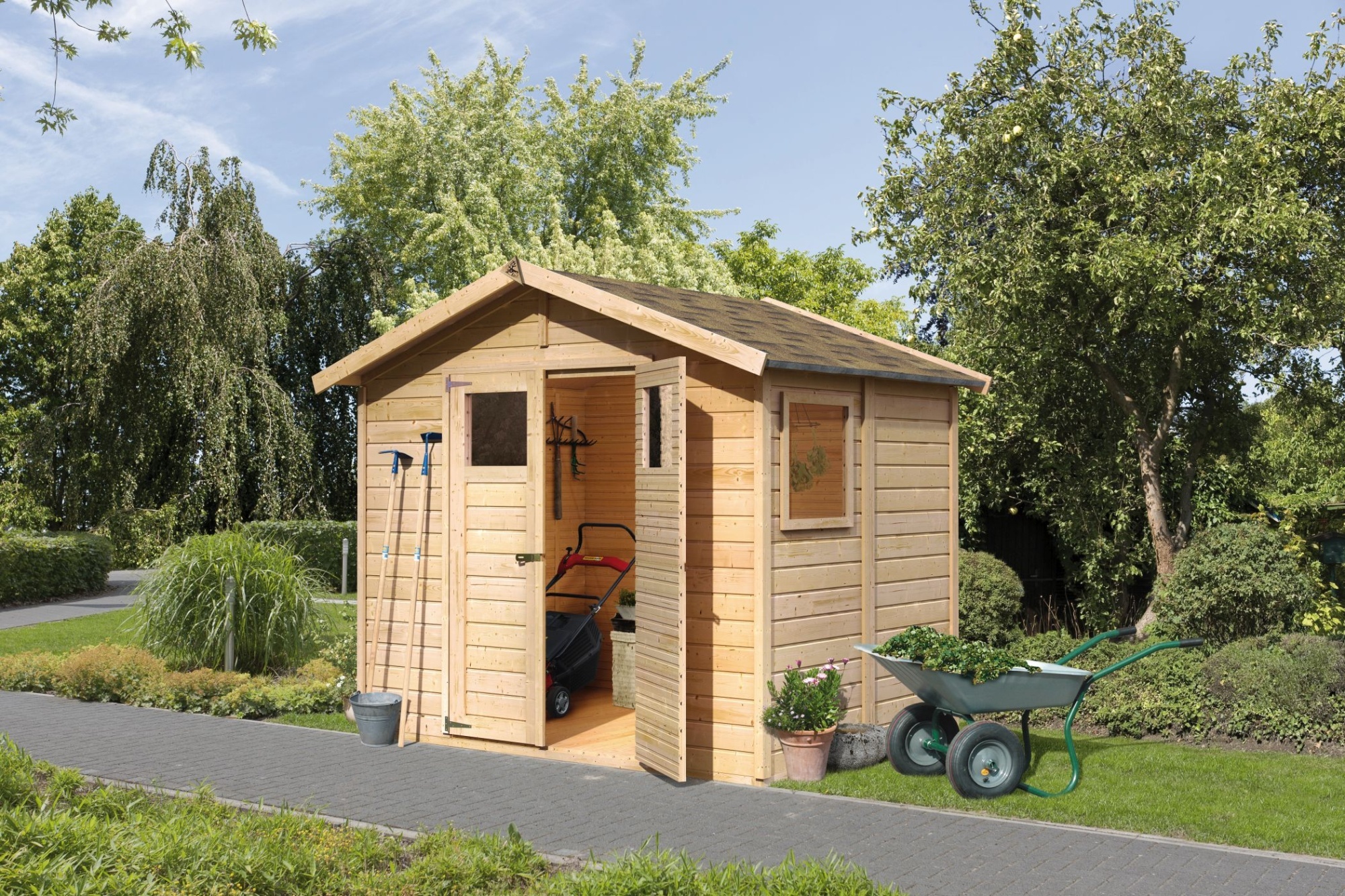 Karibu Gartenhaus Gerätehaus Dalin 1 naturbelassen 245x180x231 cm