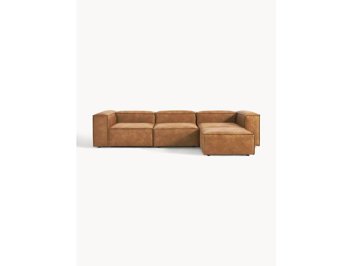 Canapé modulable 4 places en cuir avec pouf Lennon (gauche/droite)