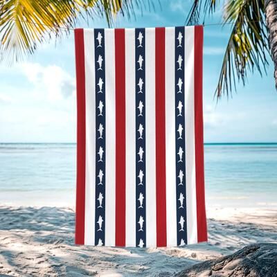 JML Shark Striped Beach Towel, Cabana Soft Swimming Towel, Pool Towel for Adults Women Men