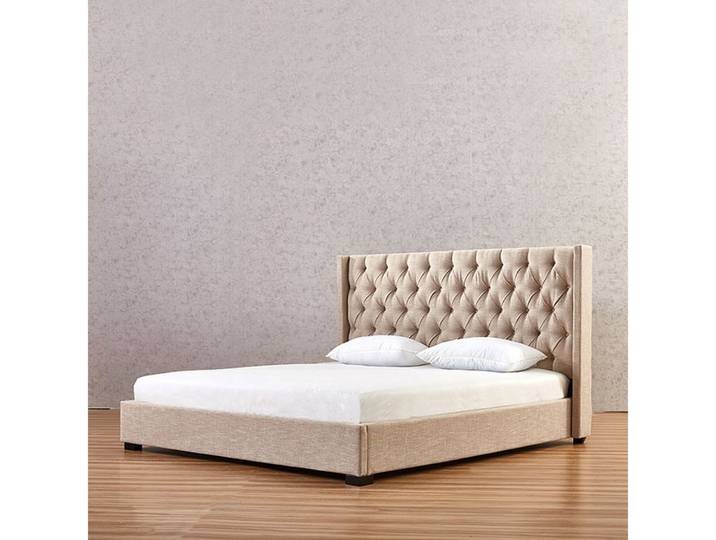 Xlmoebel Polsterbett Beiges Polsterbett im Chesterfield-Stil von XLMoebel® (Chesterfield Bett 4062292301704), Hergestellt in Europa