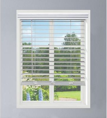 Linen Avenue Cordless Faux Wood Blind, Partial Inside Mount (Arrives ½ Inch Narrower)