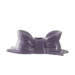 HOME STORY Kerzenhalter Schleife   , lila/violett , Porzellan , Maße (cm): B: 6 H: 5,3
