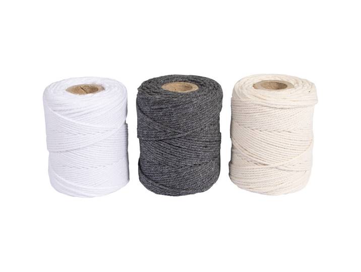 Makramee Garn, sortiert, 1mm ø, 3x ca. 50g, 3 Spulen à 65m