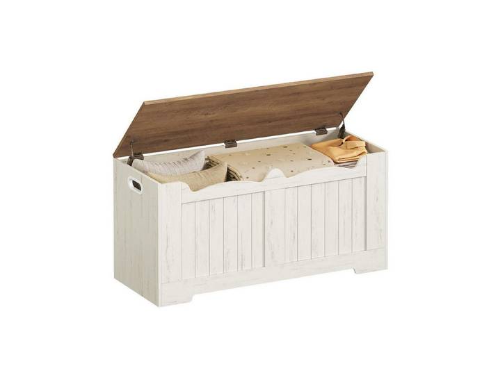 LuxusKollektion Truhenbank Truhenbank Stauraum 40x100x48cm Weiß Braun (1-St)