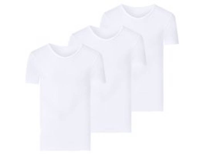 ESMARA MEN Lot de 3 maillots de corps côtelés homme (col V, blanc)