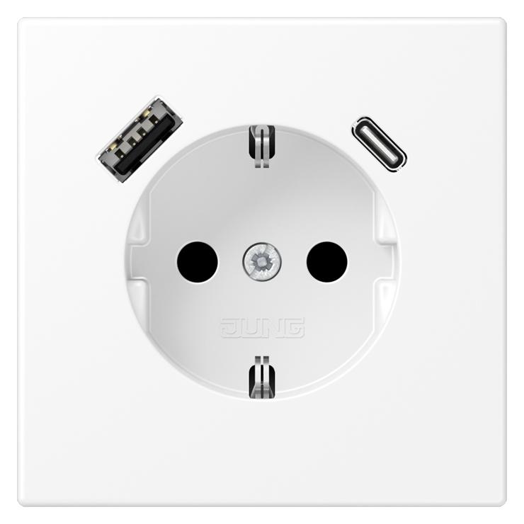 JUNG SCHUKOsteckdose LS1520-15CAWWM m.USB Typ AC schneeweiss (LS1520-15CAWWM)